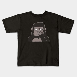 Rude Gorilla Picking Nose Using Middle Finger Kids T-Shirt